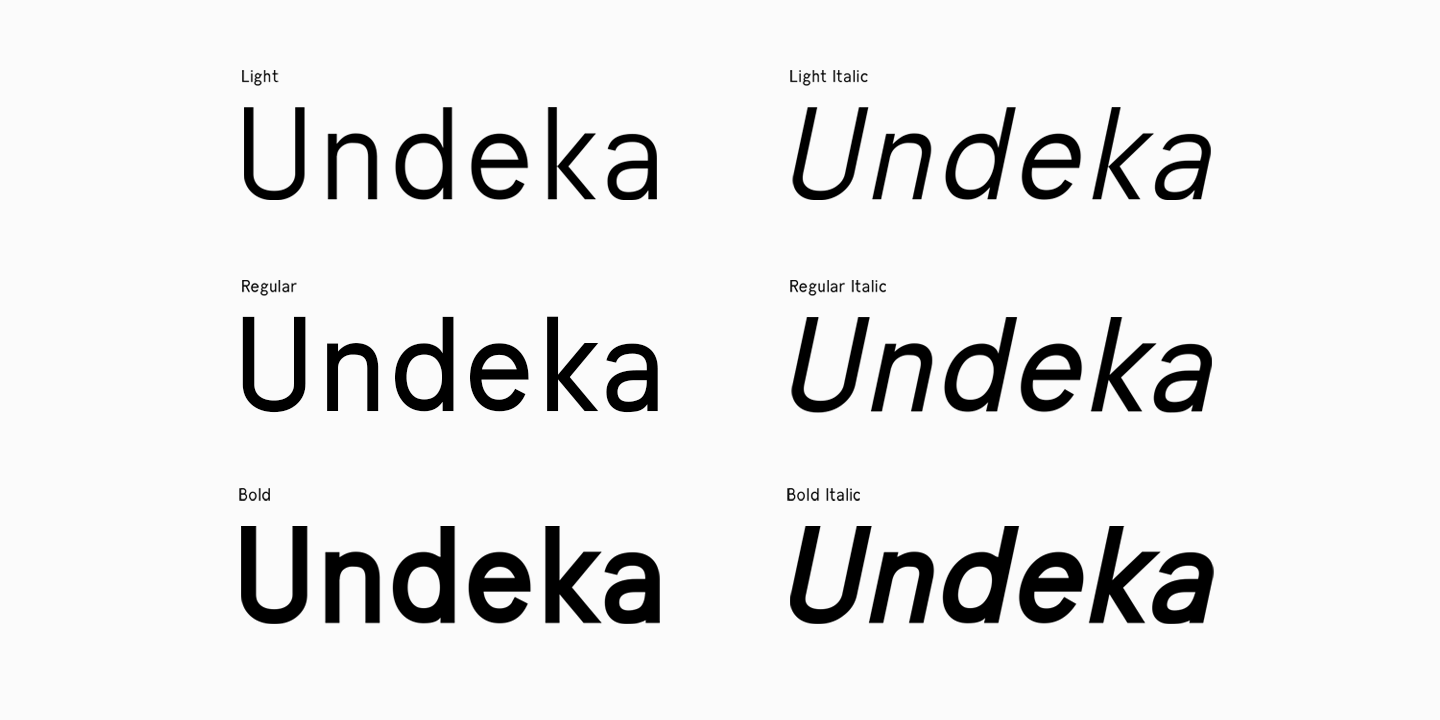 Undeka Light Font preview