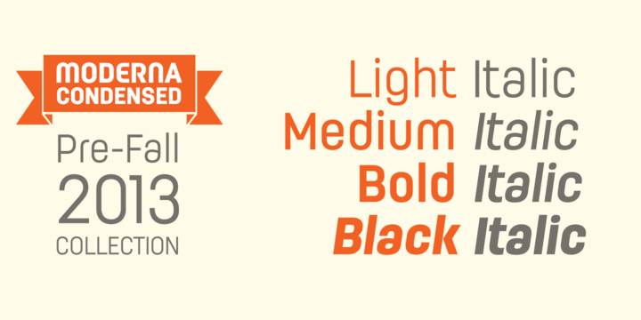 Moderna Condensed Light Condensed Italic Font preview