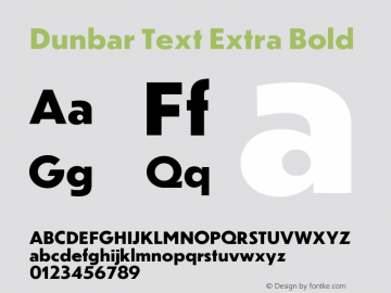 Dunbar Low Extra Light Font preview