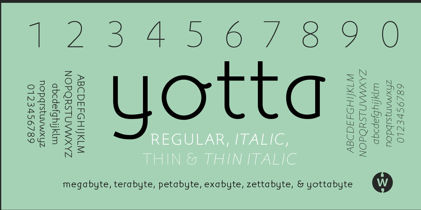 Yotta Thin Italic Font preview