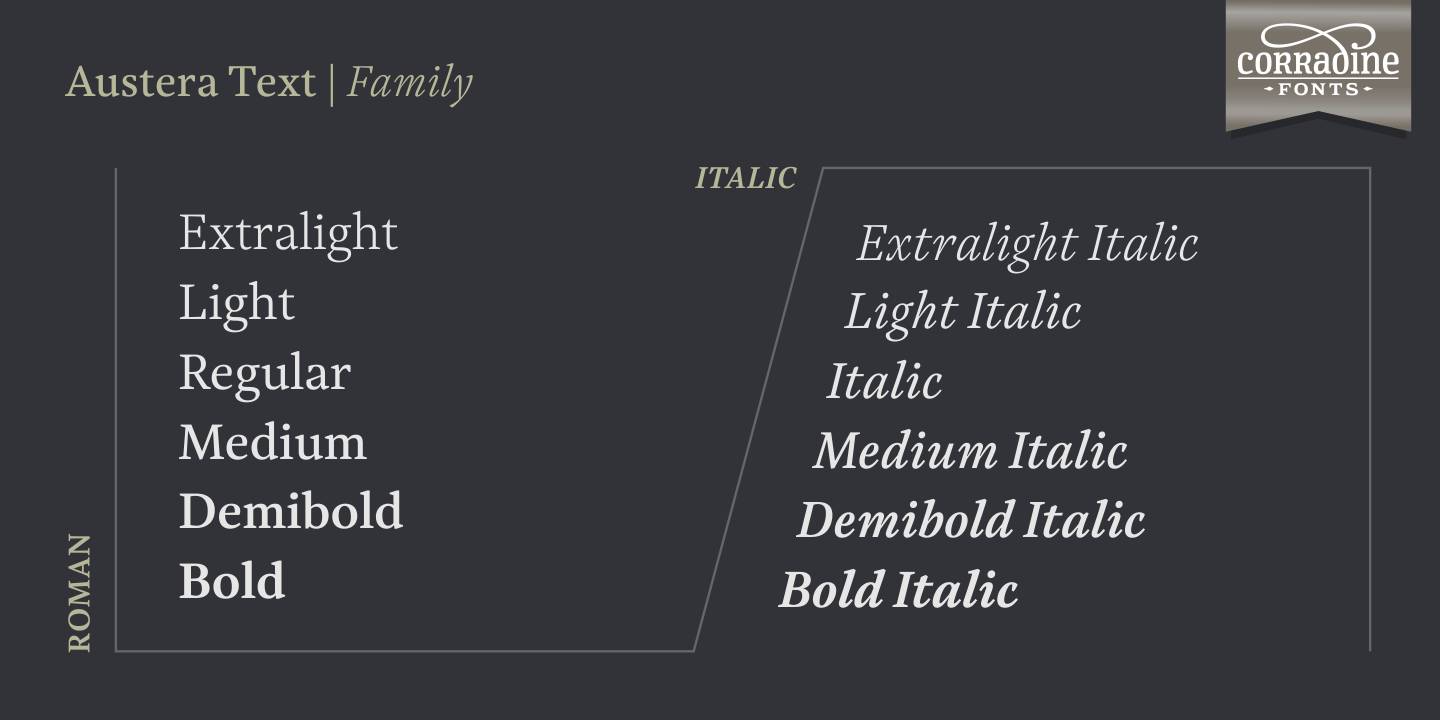 Austera Text Extra Light Italic Font preview