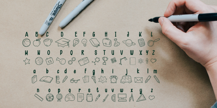 Kid Knowledge Clipart Font preview