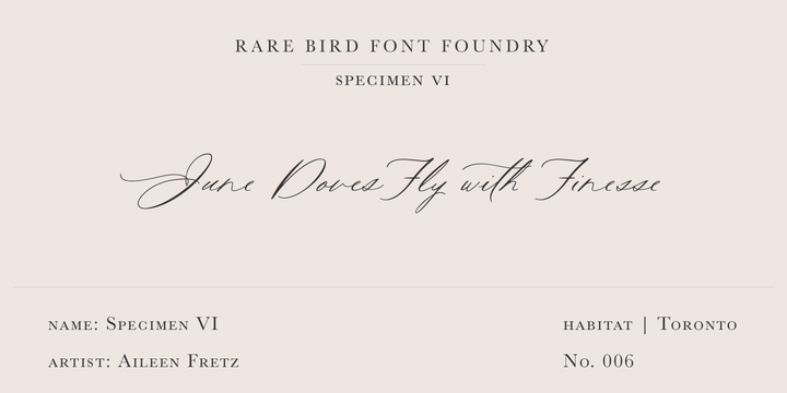 Rare Bird Specimen VI Font preview