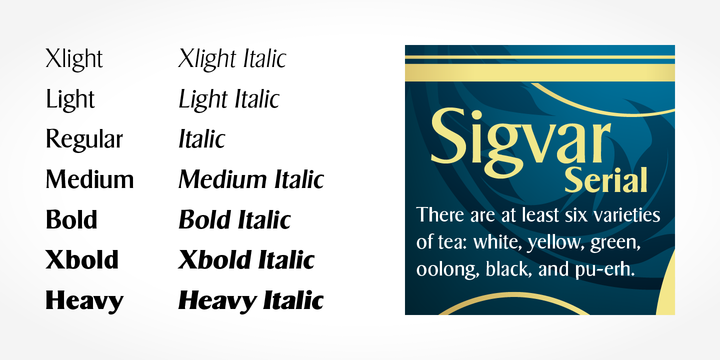 Sigvar Serial  Extra Light Italic Font preview
