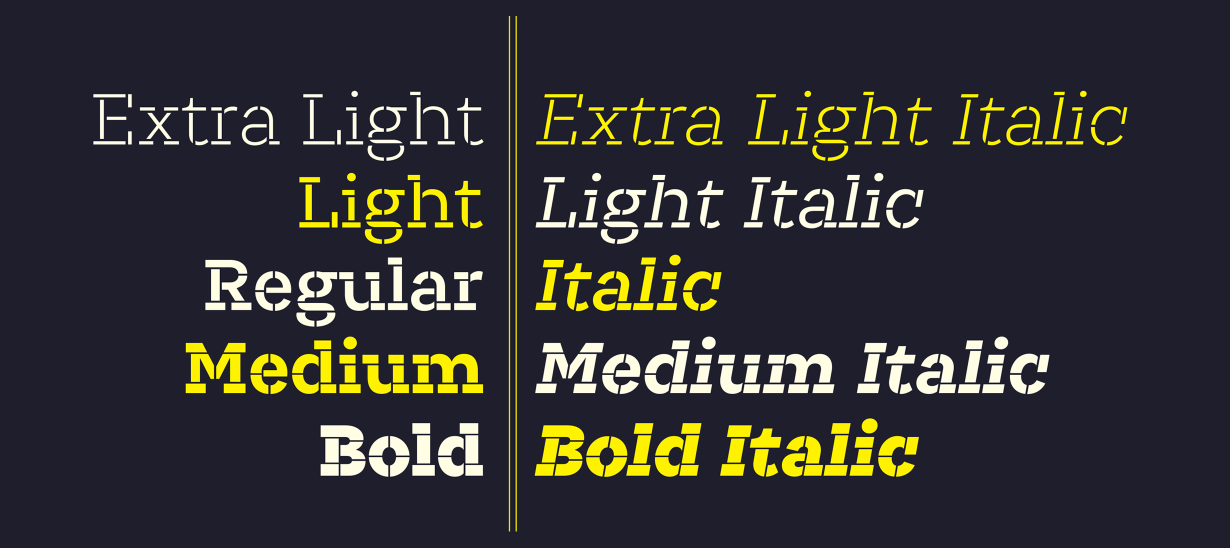 Associate Slab Stencil Extra light Font preview