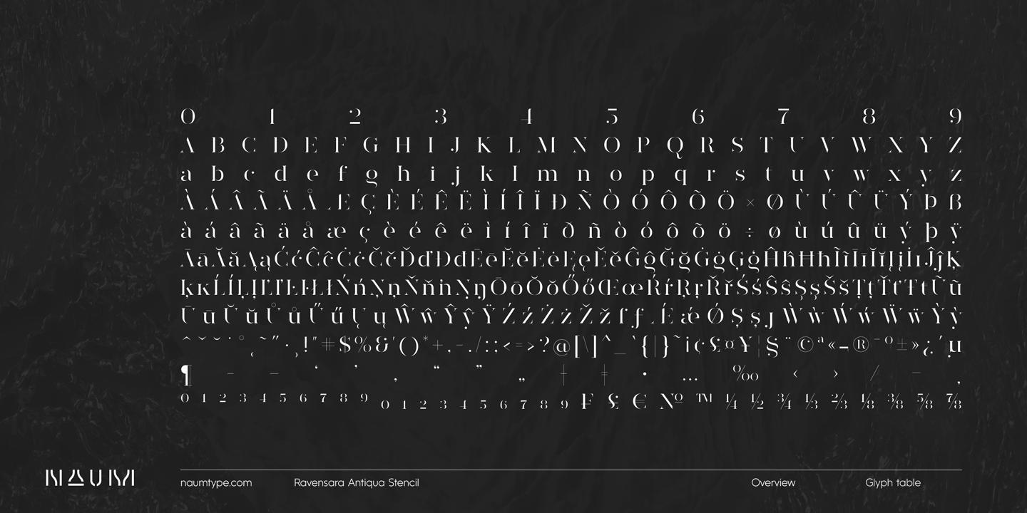 Ravensara Antiqua Stencil Extra Black Font Xfonts Pro