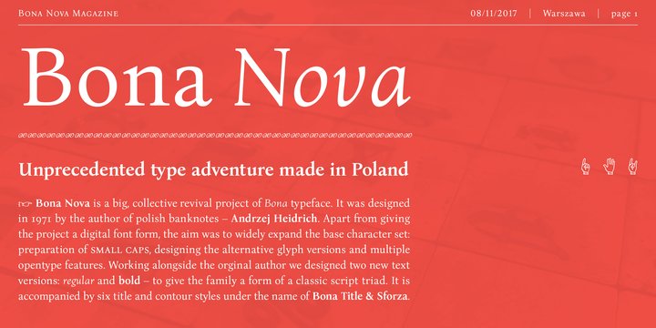Bona Nova Italic Font preview