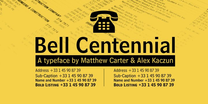 Bell Centennial Name and Number Font preview