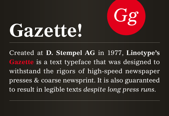 Gazette Roman Font preview