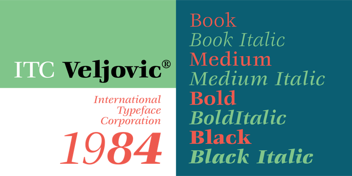 ITC Veljovic Book Font preview