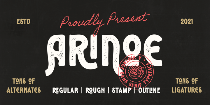 Arinoe Stamped Font preview