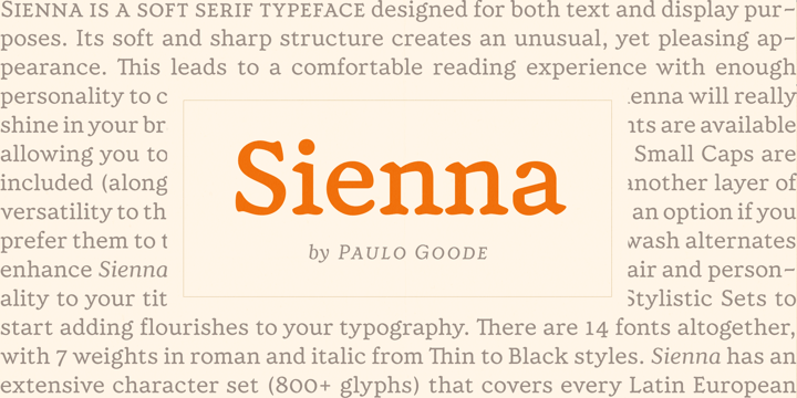 Sienna Medium Italic Font preview