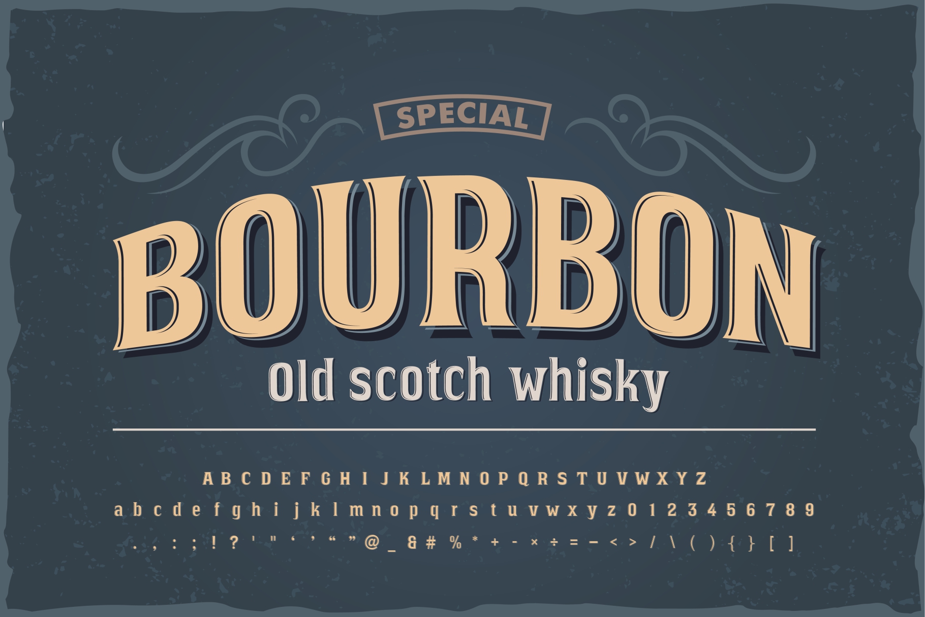 Bourbon shadow Font preview