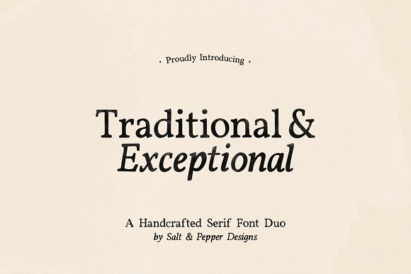 Traditional and Exceptional Font preview