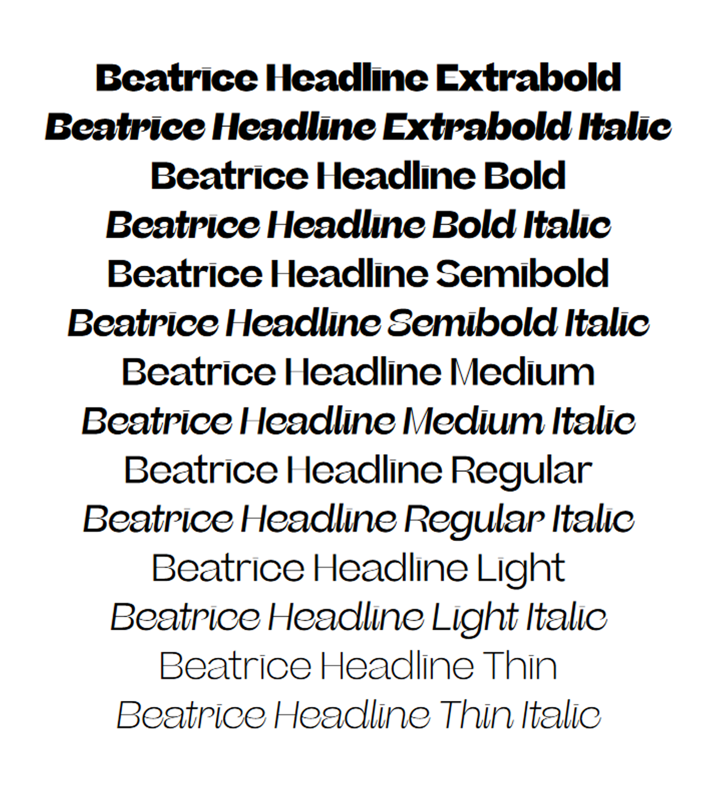 Beatrice Headline Thin Italic Font preview