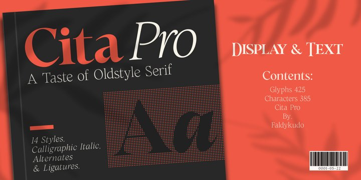 Cita Pro Extra Light Italic Font preview