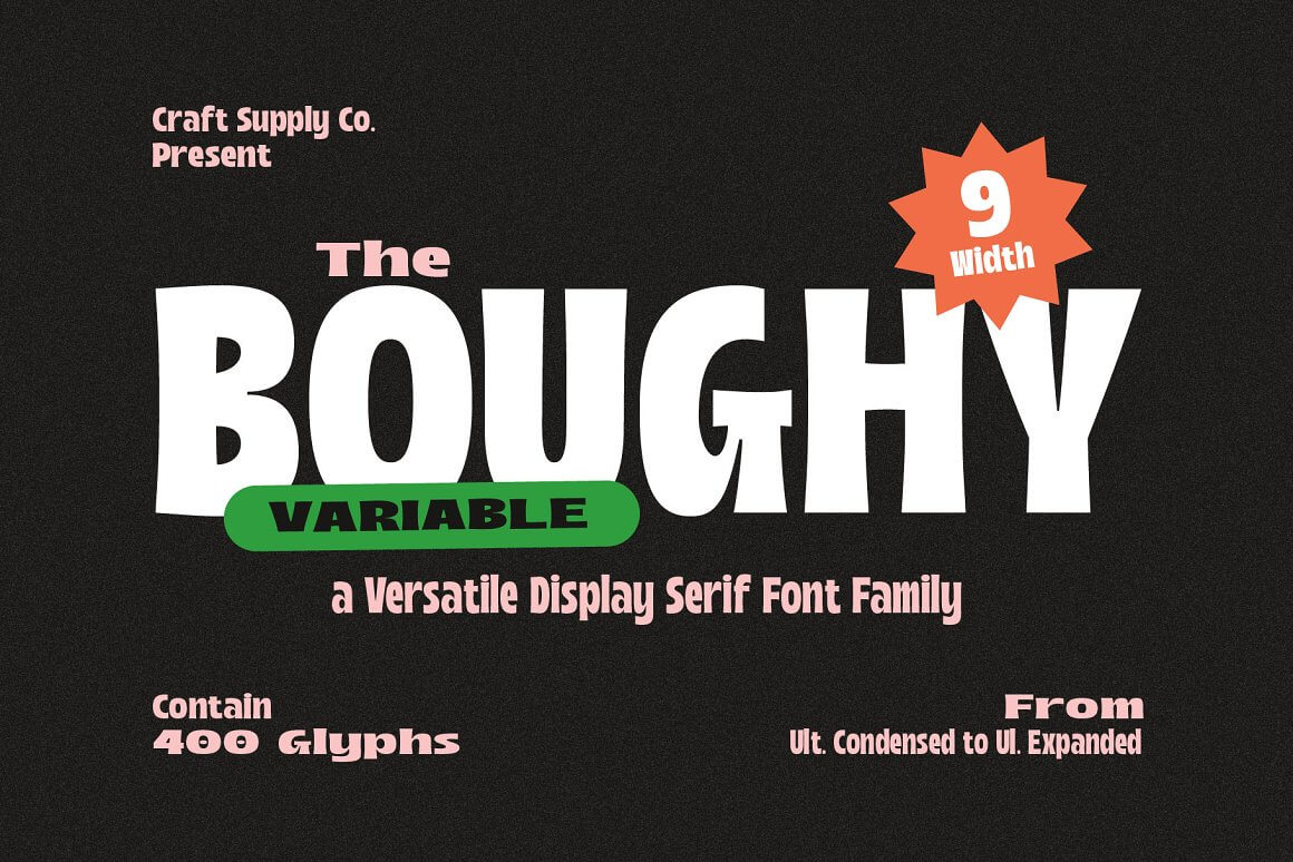 Boughy Extra Expanded Font preview