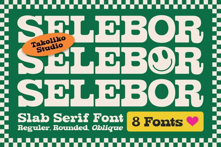 Selebor Condensed Rounded Oblique Font preview
