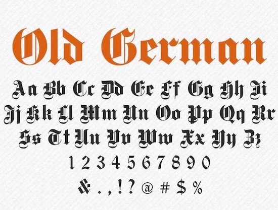 Old German Font preview