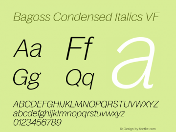 Bagoss Condensed Regular Font preview