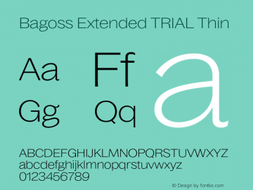 Bagoss Extended Thin Italic Font preview