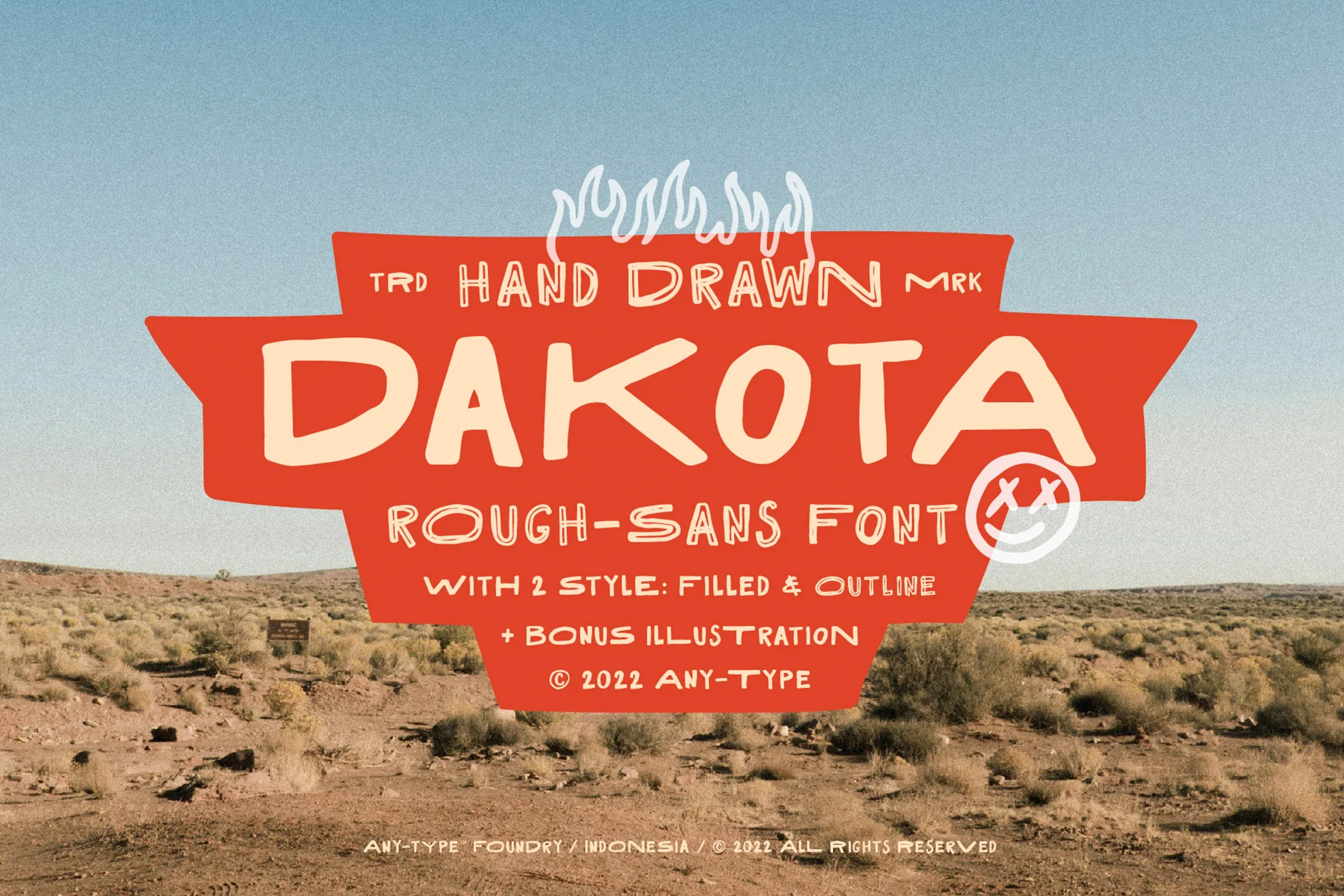 Dakota Rough Outline Font preview