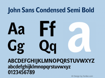 John Sans Condensed SemiBold Italic Font preview