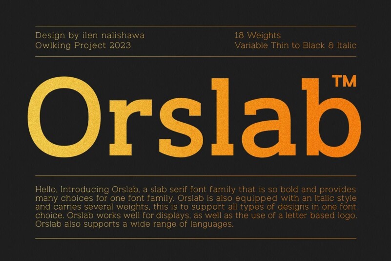 Orslab Font preview