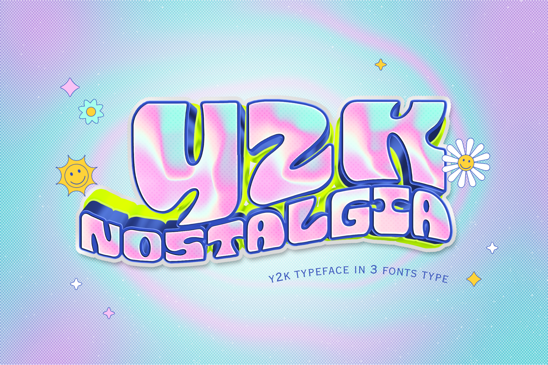 Y2K Nostalgia Inline Font preview