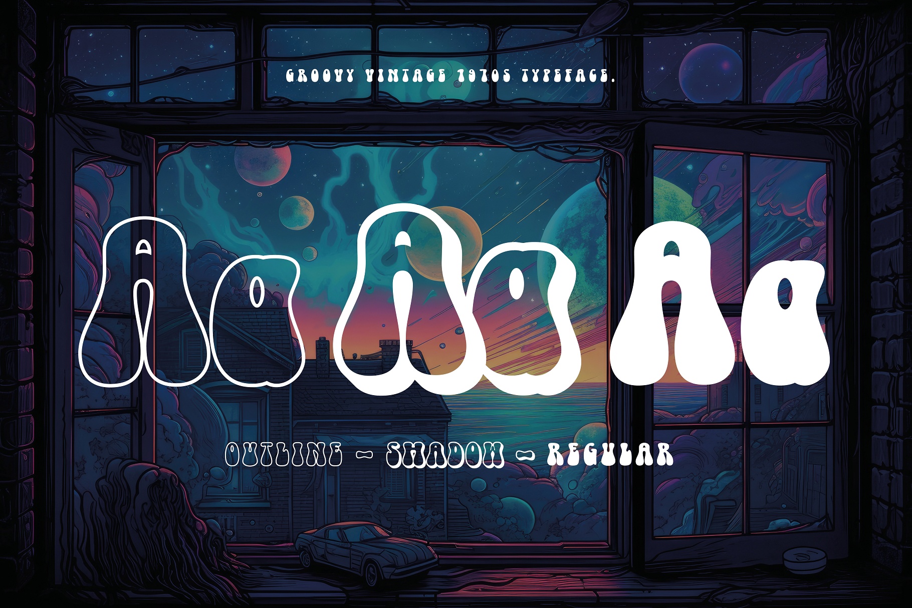 Cosmic Hippie Outline Font preview