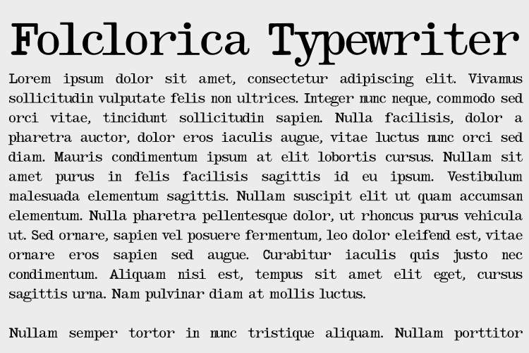 Folclorica Typewriter Regular Font preview