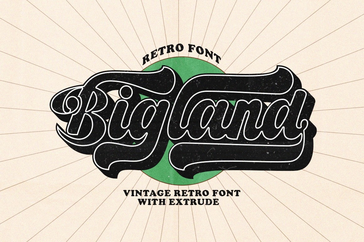 Bigland Retro Extrude Font preview