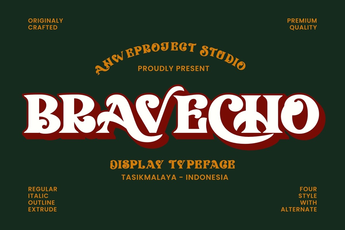 Bravecho Extrude Font preview
