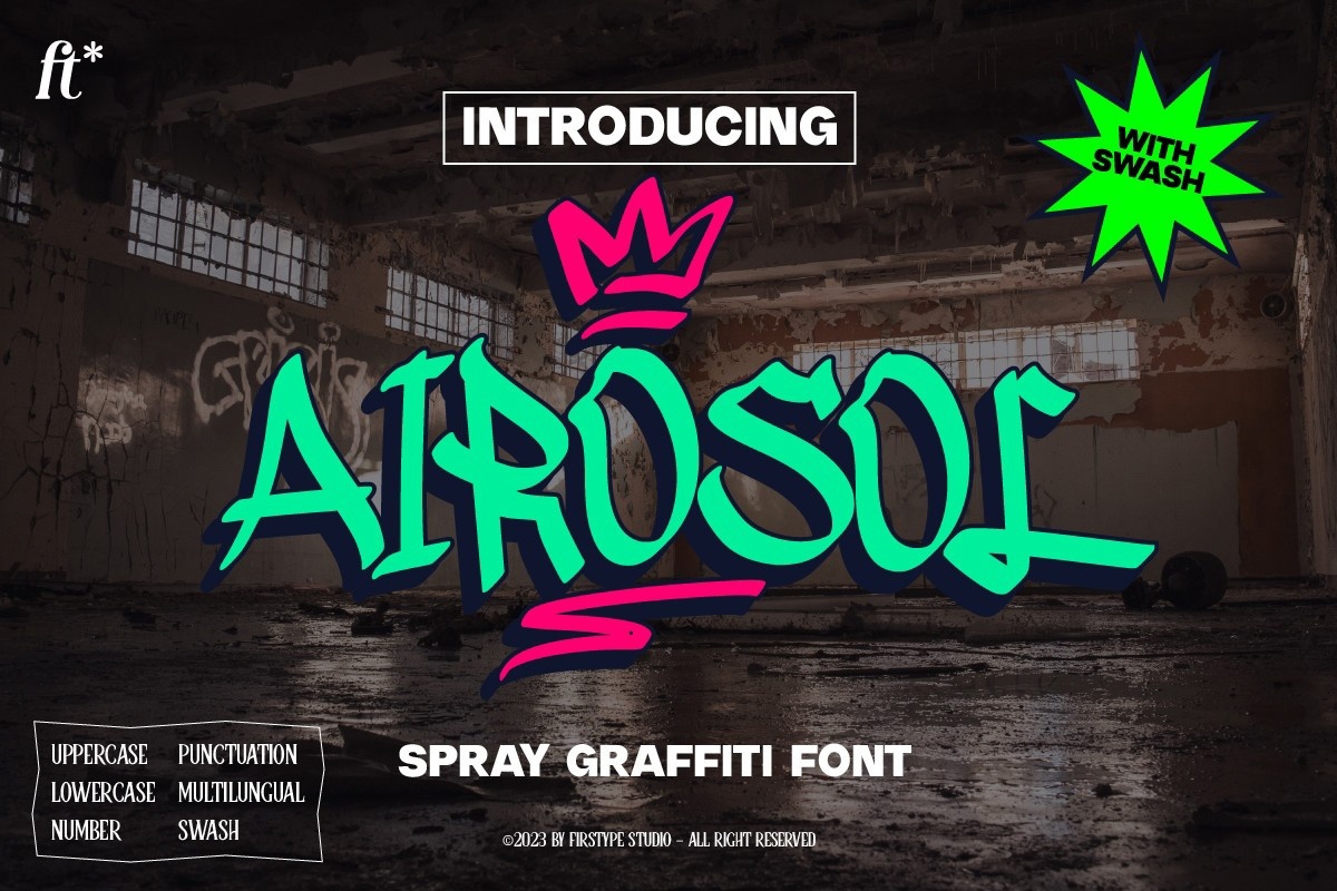 Airosol Spray Graffiti SwashOrnament Font preview