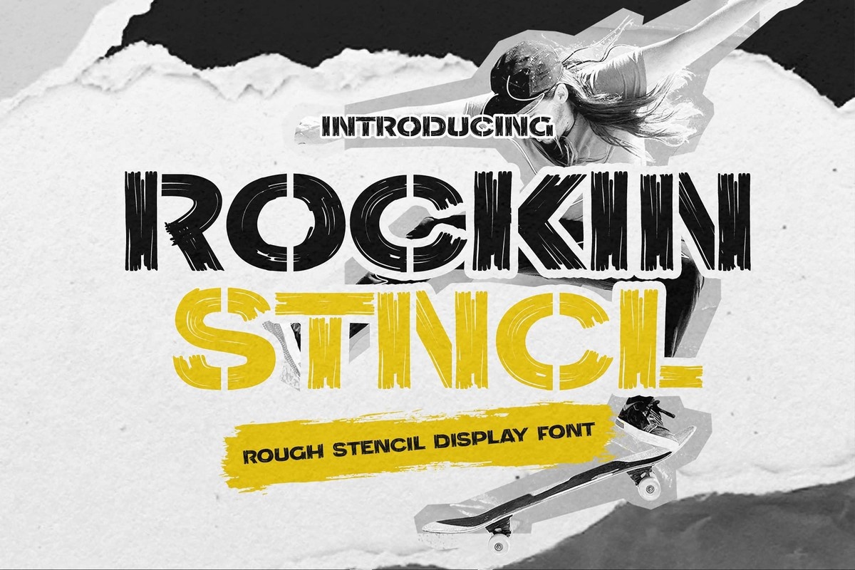 Rockin Stncl Regular Font preview