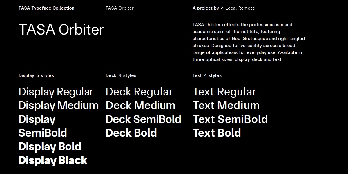 TASA Orbiter Display Medium Font preview