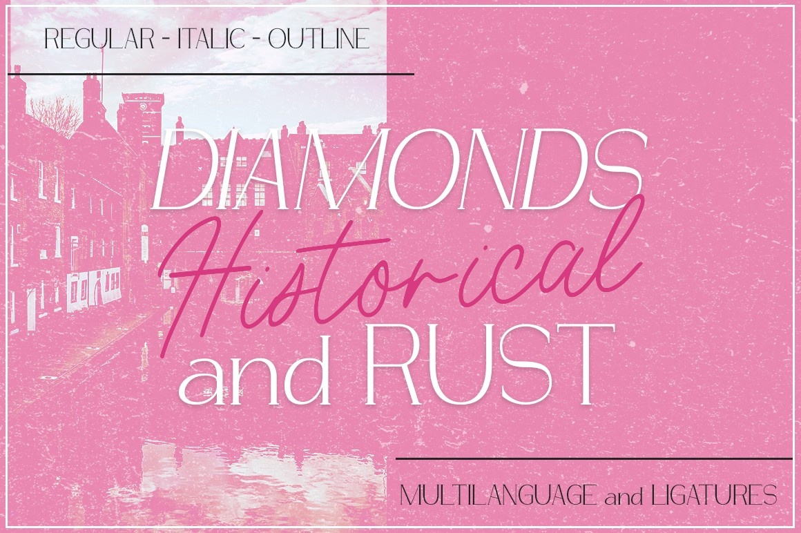 Diamonds and Rust Historical Outline Italic Font preview