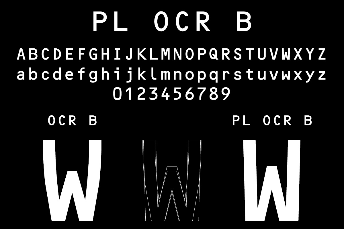 PL OCR B Regular Font preview