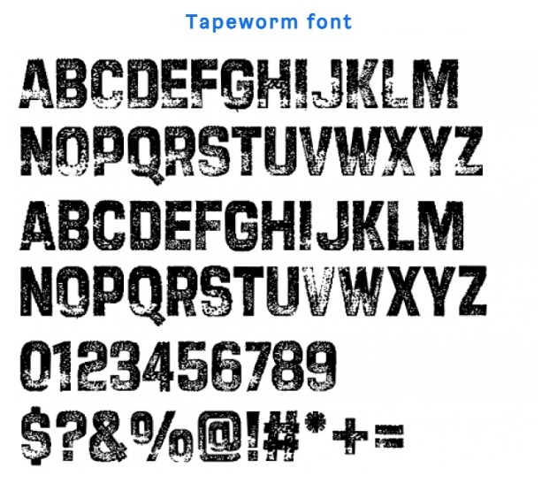 Tapeworm Oblique Font preview