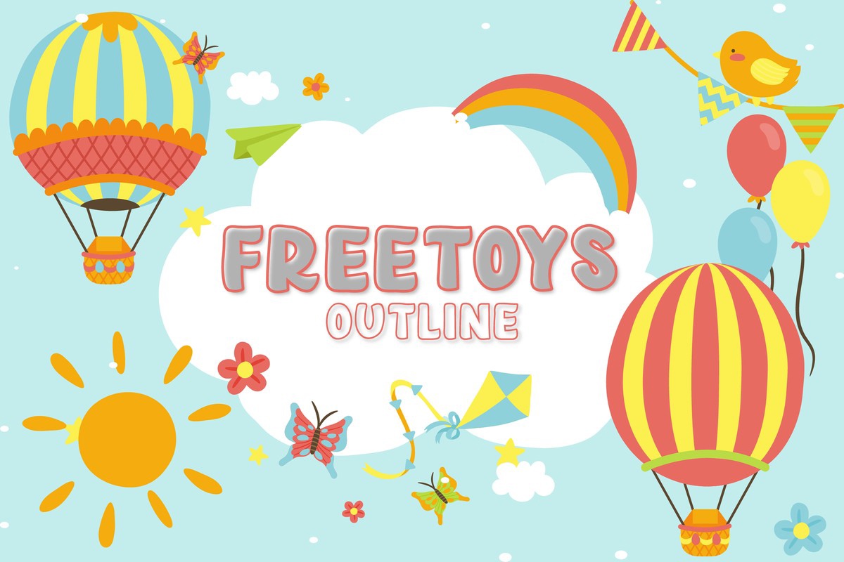 Freetoys Outline Regular Font preview