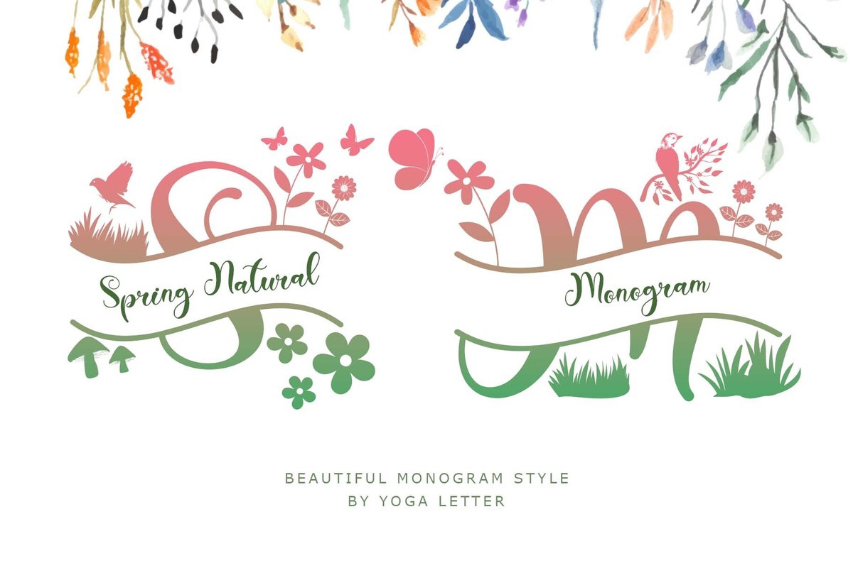 Spring Natural Monogram Font preview