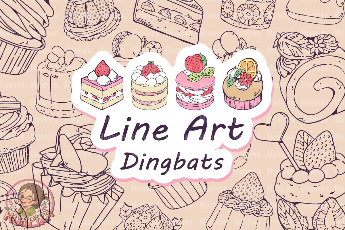 Cake Line Art Font preview