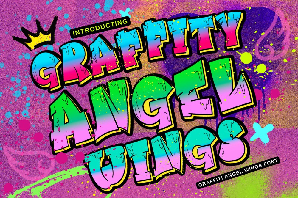 Graffiti Angel Wings Font preview