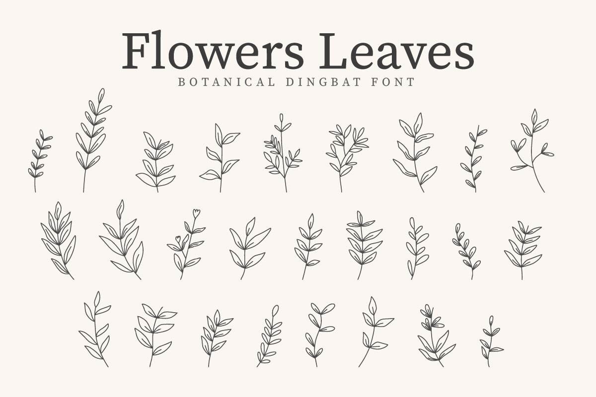 Flowers Leaves Font preview