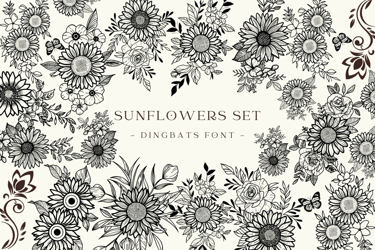 Sunflowers Set Font preview