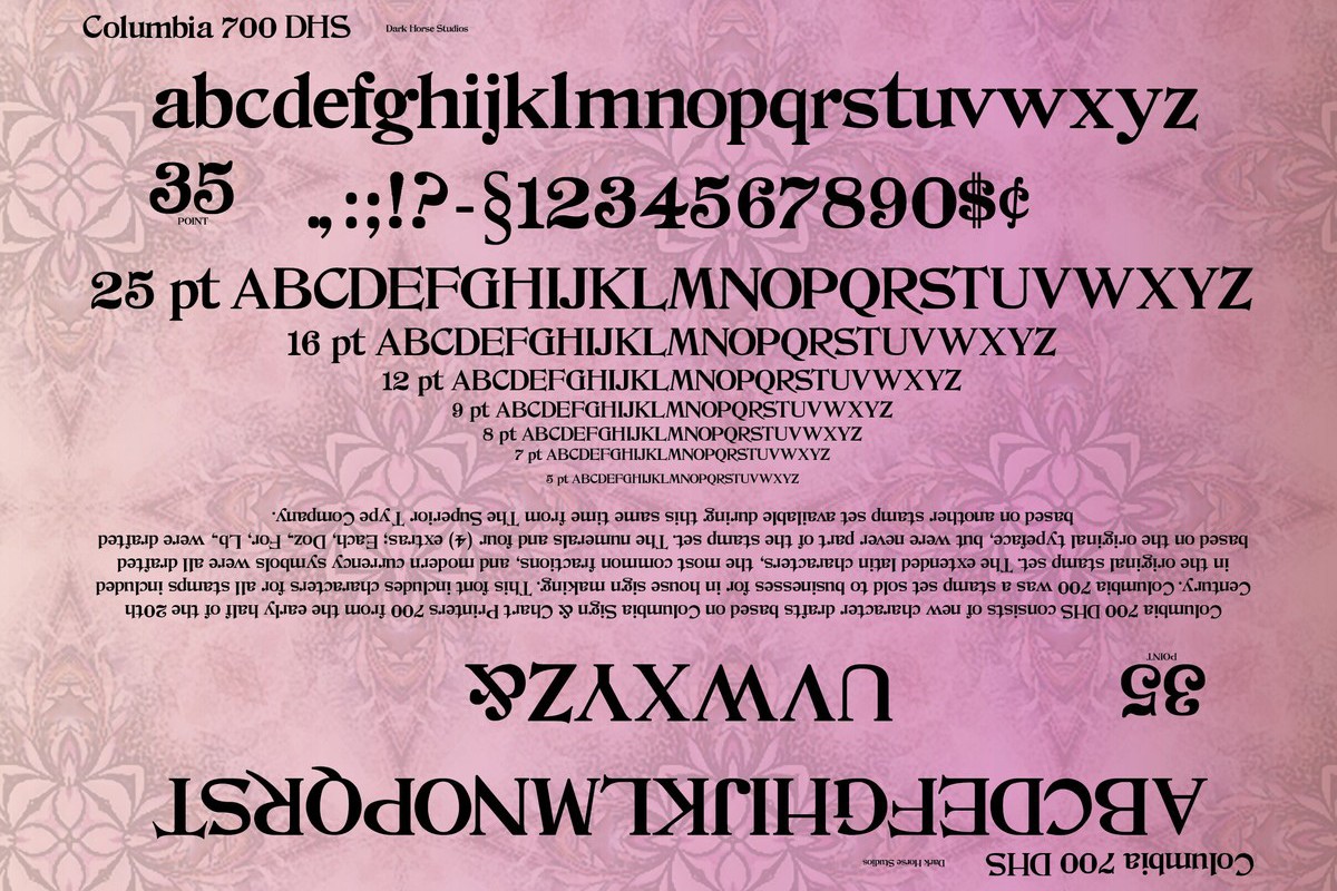 Columbia 700 DHS Font preview