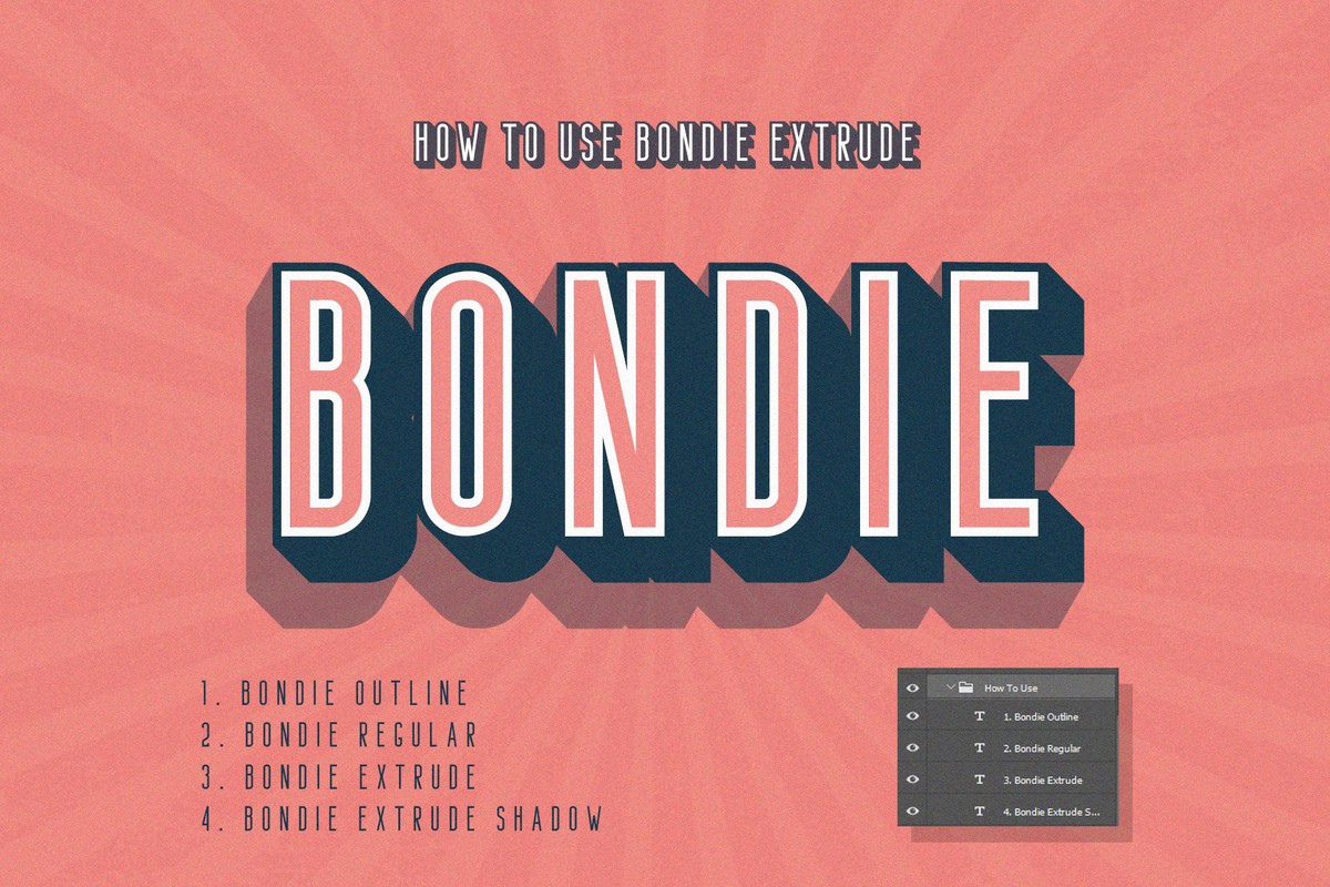 Bondie Extrude Font preview