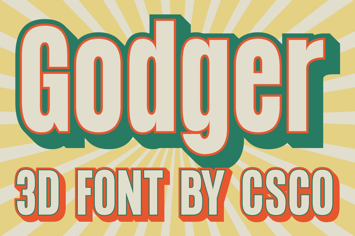 Godger 3D ExtrudeRight Font preview