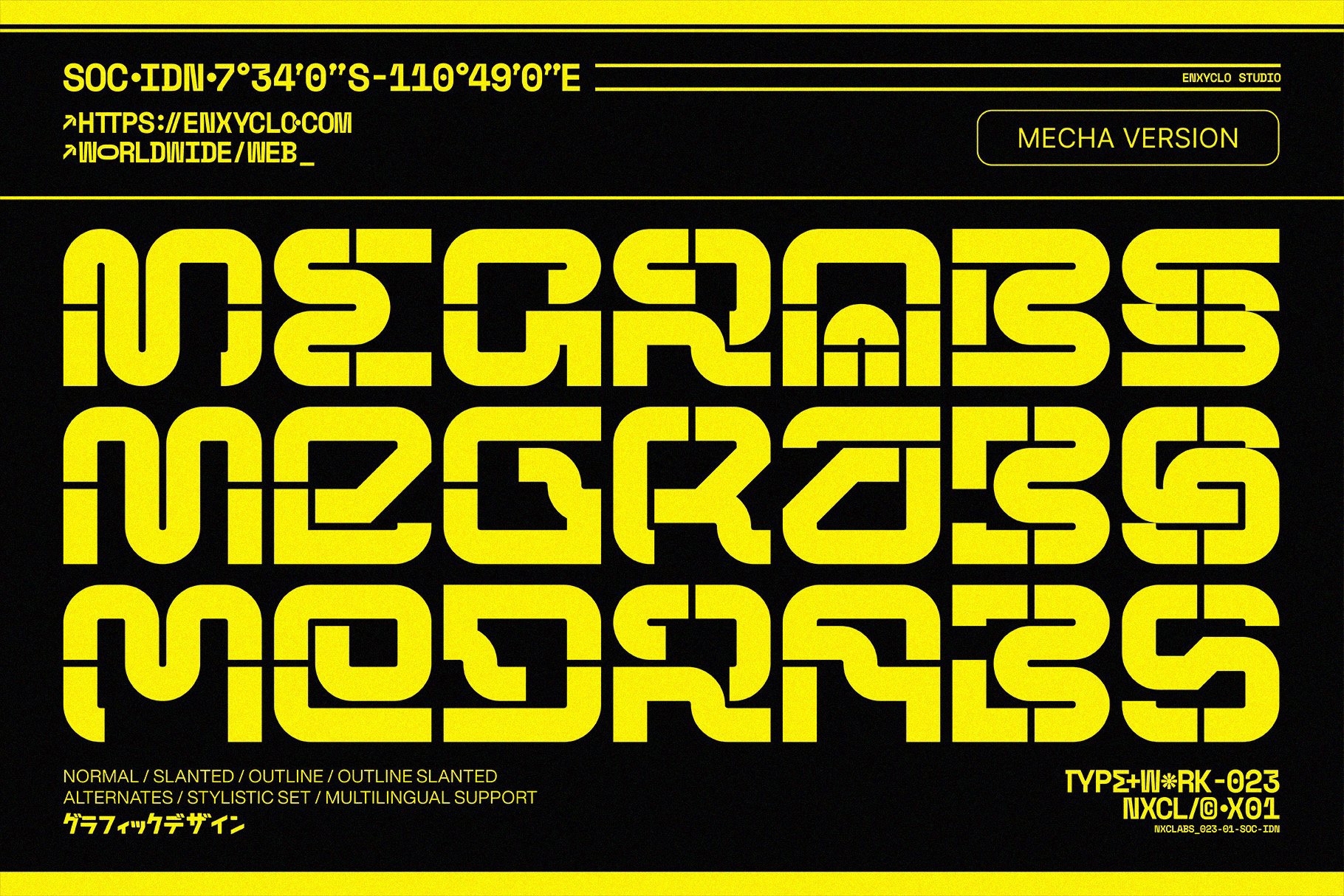 NCL Megrabs Mecha Mecha Outline Font preview