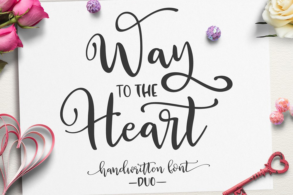 Way to the Heart Duo Font preview